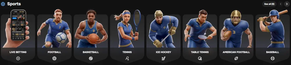 Η ενότητα στοιχημάτων του κ. Πάντερ με ποικιλία κατηγοριών ζωντανών εκδηλώσεων.